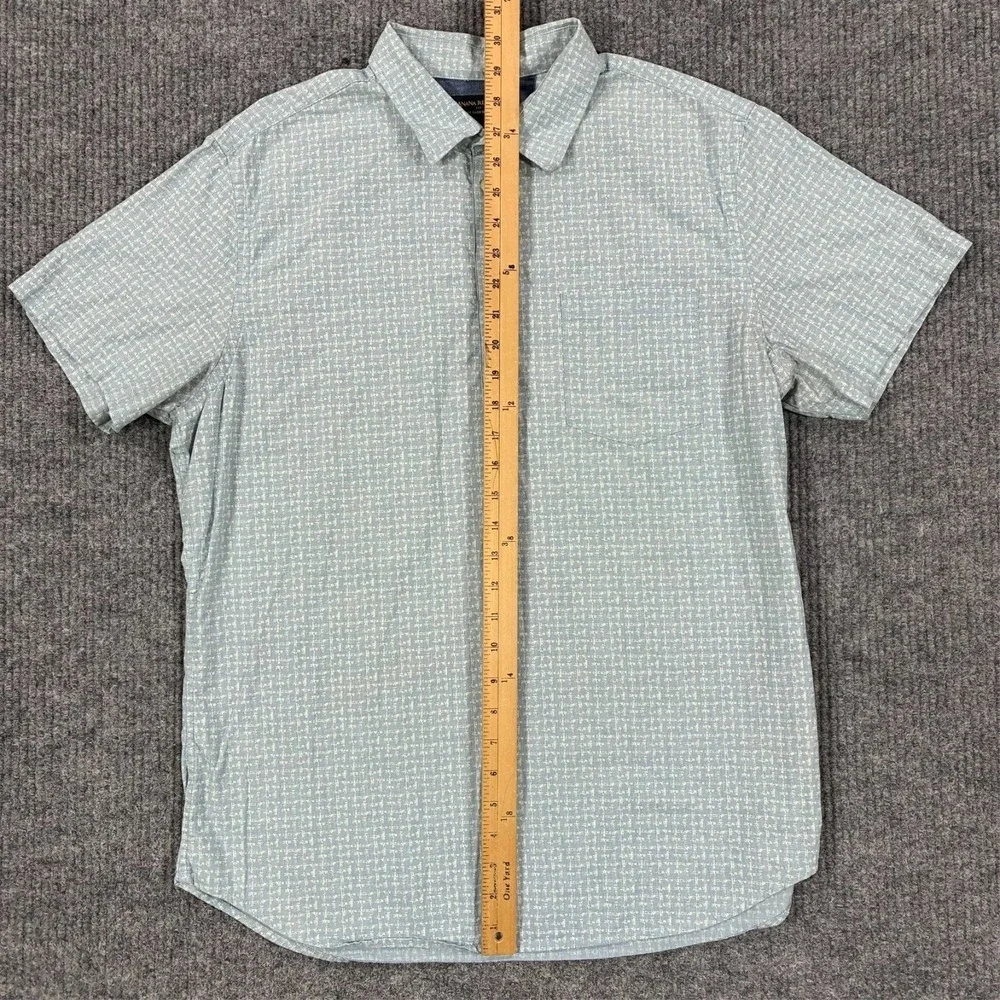 Banana Republic Soft Wash Slim Fit Short Sleeve Button Shirt Mens Large Blue